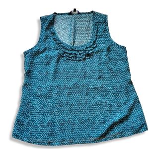 Flowy Sleeveless Blouse with Ruffle Neck